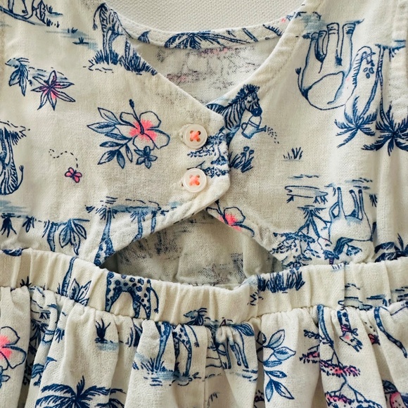Carter’s 9 Months Baby Girl Linen Blend Dress Safari Animals NWT Spring … - Picture 6 of 7
